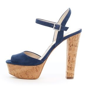 Michael Kors Blue Suede Platform Heeled Sandals
